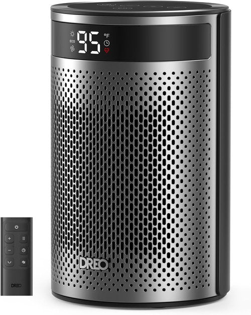 DREO Portable Space Heater - 1500W PTC Ceramic with Thermostat, Remote & Eco Mode - Ideal for Office & Bedroom