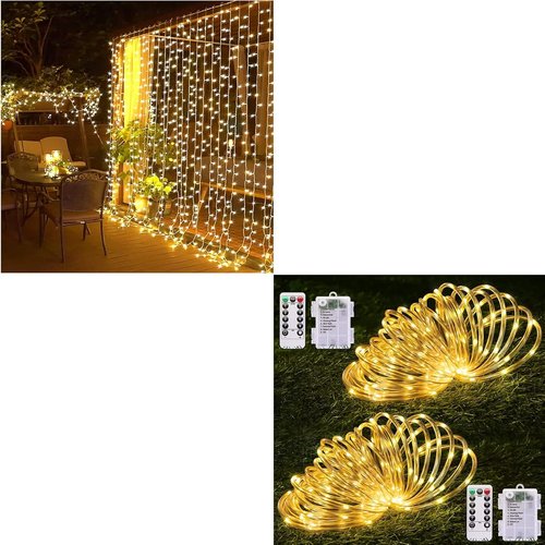 JMEXSUSS Battery Operated Rope Lights - Versatile Curtain Lights for Indoor & Outdoor Decor