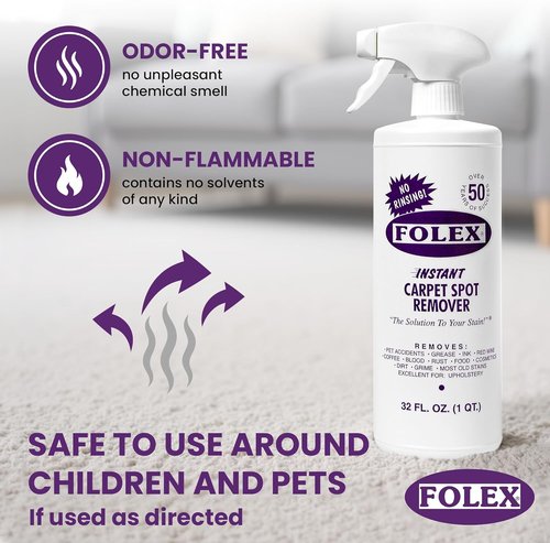 FOLEX Instant Carpet Spot Remover - 128 oz Powerful Stain Eliminator for Carpets & Upholstery | Includes Reusable Cleaning Cloth