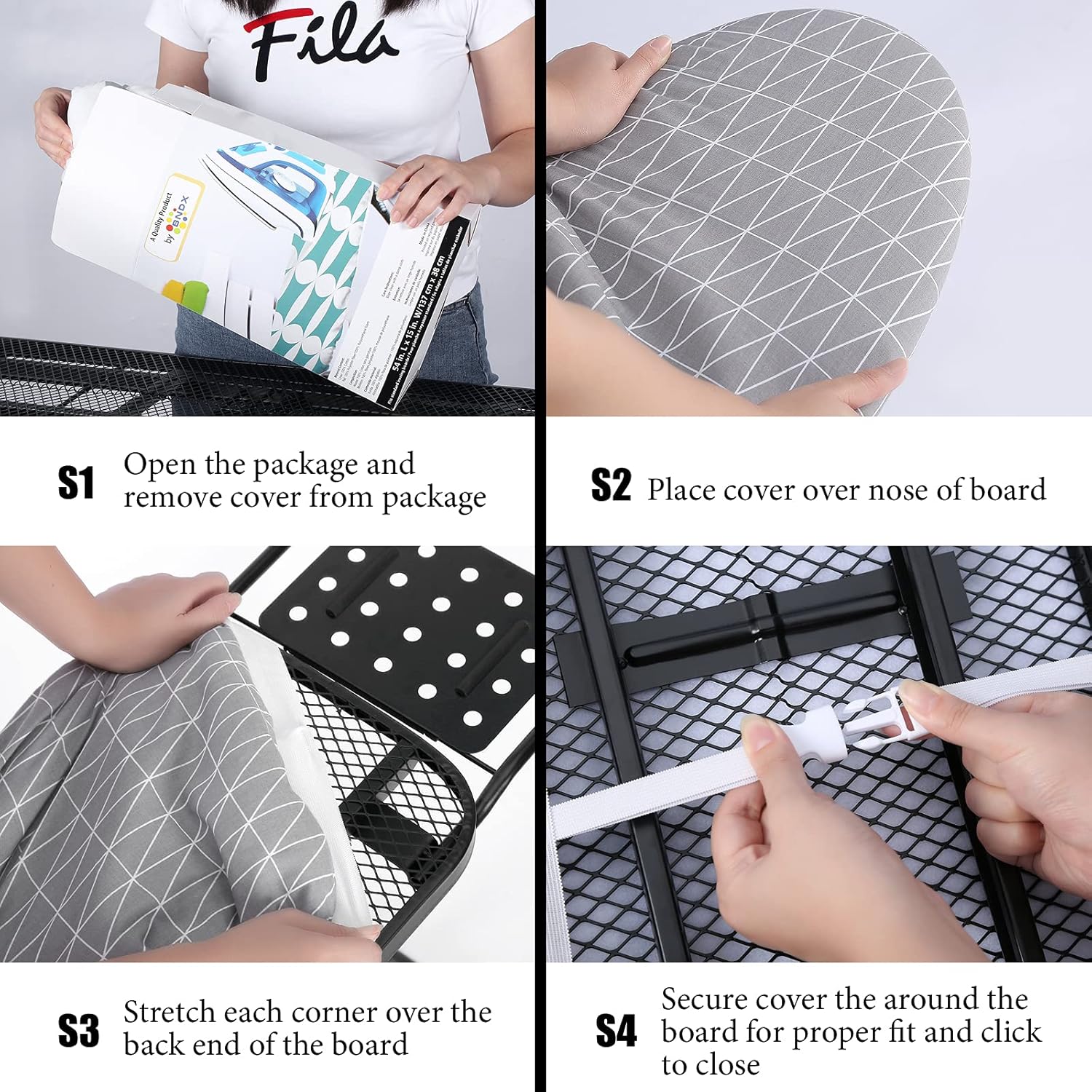 Skiennix Ironing Board Cover - Heavy Duty Scorch Resistant Padding | Full Size with Elastic Edge