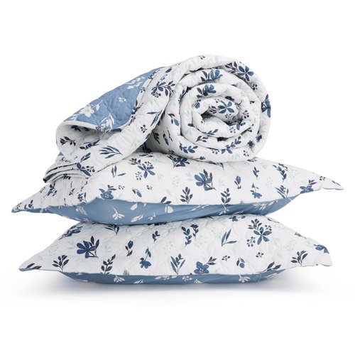 Bedsure Floral Quilt Queen Size - Reversible Blue & White Floral Comforter, Daisy Design Lightweight Bedspread Quilt Bedding, Soft Microfiber Coverlet for All Seasons (90"x96")