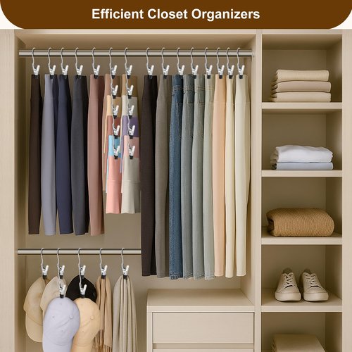 Myfolrena Hanger Clips for Hanging Heavy Duty Clothes Hooks Clips 18pc Clothes Pins for Closet,Clips with Hooks Metal Laudry Hooks for Pants,Boot,Hat,Leggings,Jeans,Shoes