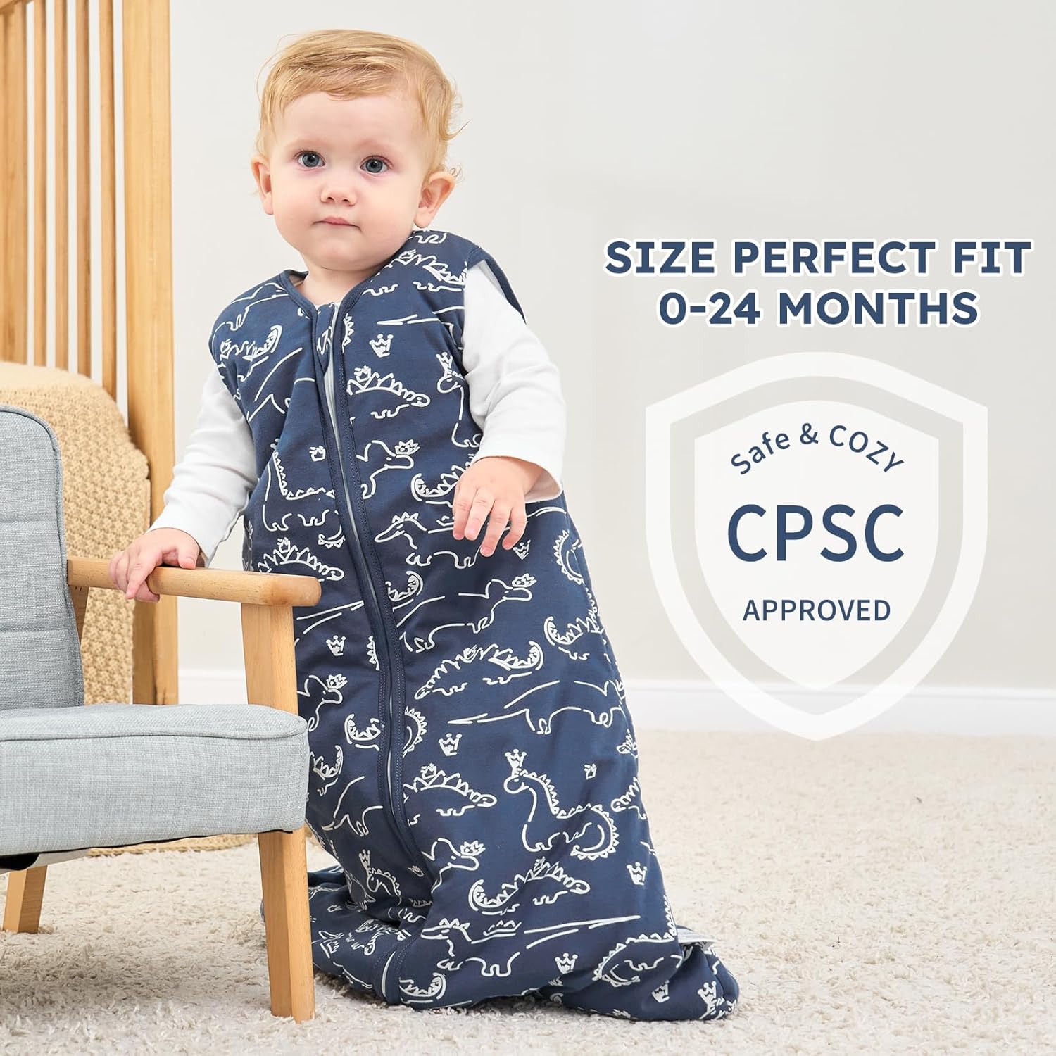 Yoofoss Baby Sleep Sack | 100% Organic Cotton Wearable Blanket for 12-18 Months | TOG 2.5, Warm & Comfy