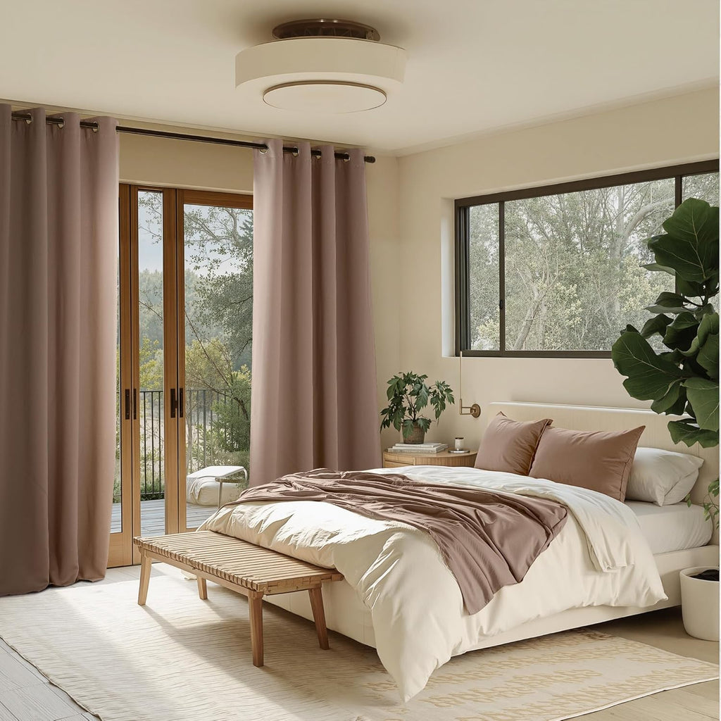 NICETOWN Cappuccino Grommet Drapes - Thermal Insulated Window Treatments | Heavy-Duty, 2 Panels, W52 x L95