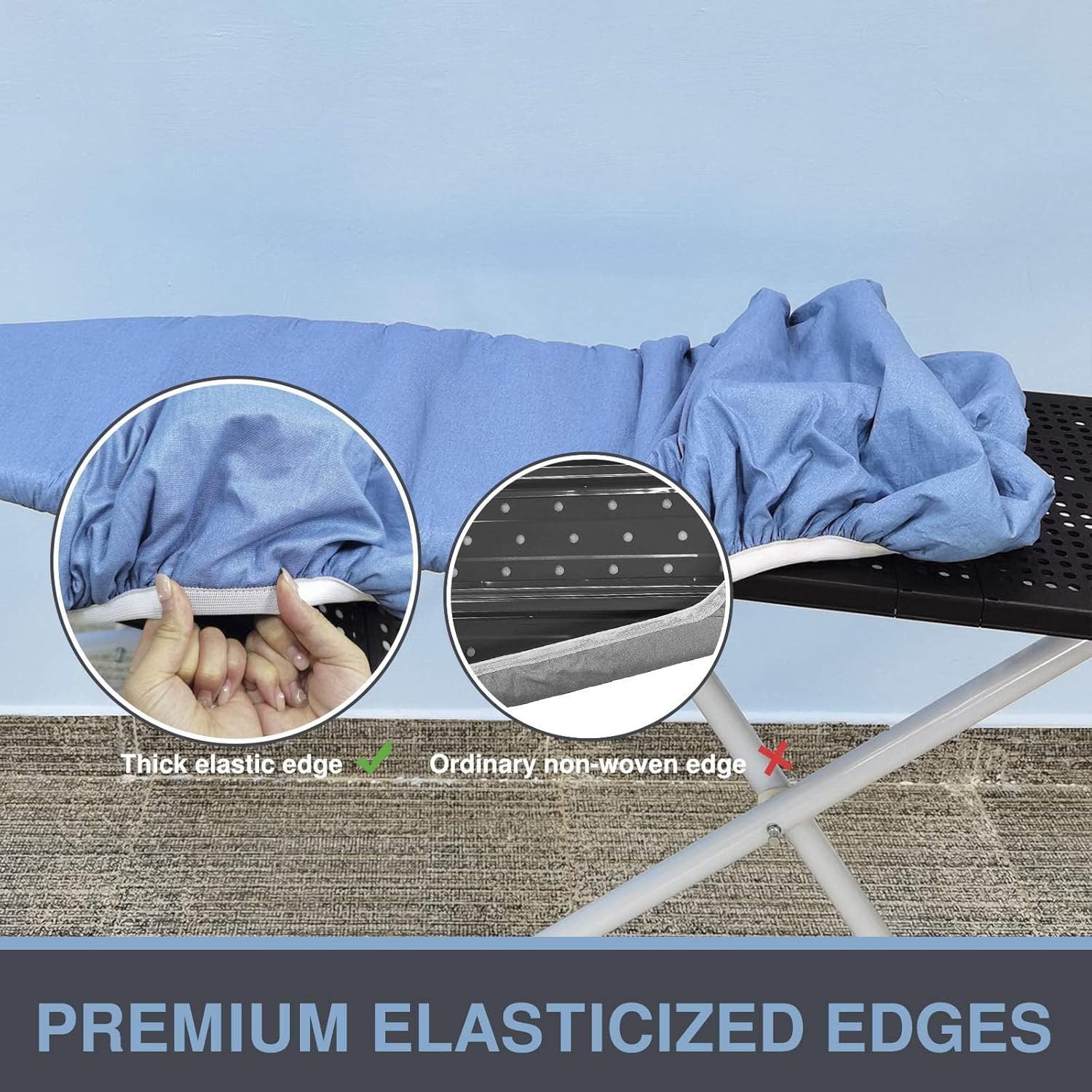 VividPaw Ironing Board Cover - Heavy Duty Padded, Silicone Coated, Standard Size 15x54 (Blue)
