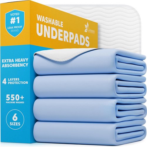 Green Lifestyle Washable Underpads - Large Reusable Bed Pads for Incontinence & Pets | Pack of 4 (34x36)