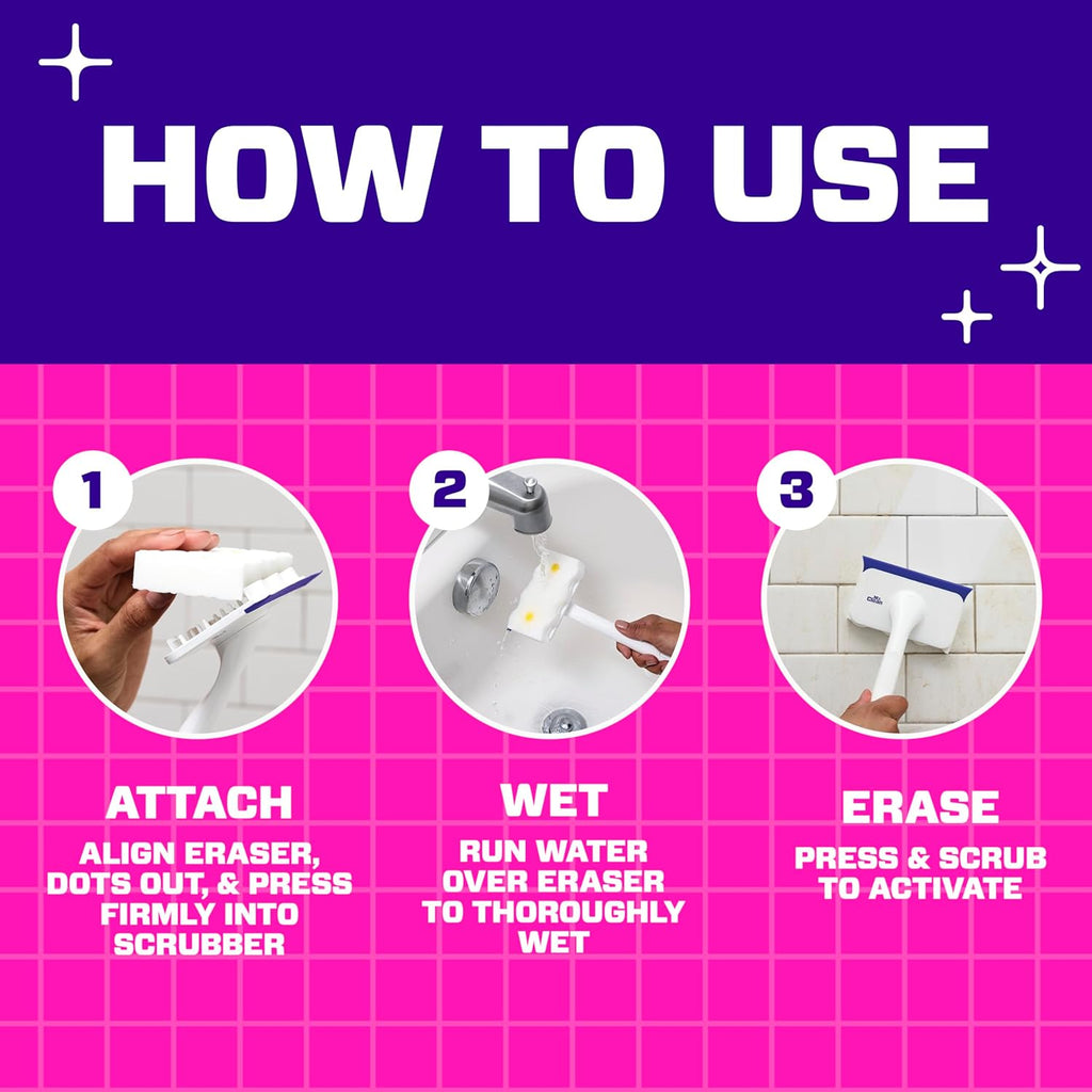 Mr. Clean Magic Eraser - All-in-One Bathroom Cleaner Kit | 1 Scrubber & 2 Foaming Erasers, Lemon Scent