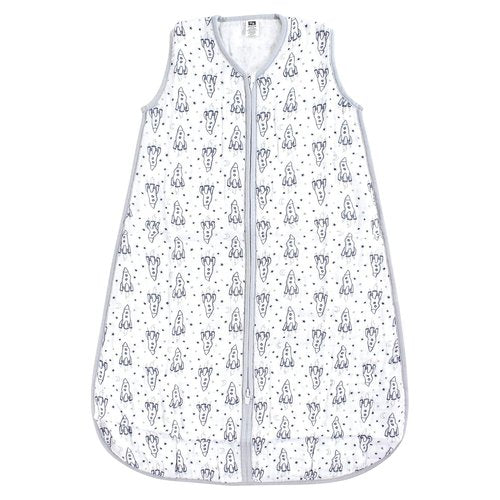 Hudson Baby Muslin Cotton Sleeveless Sleeping Bag - Rocket Ship Design | 0-6 Months