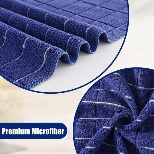 Homaxy Microfiber Kitchen Towels Set - 12 Pack Soft & Absorbent Dish Towels | Quick Drying, Navy Blue