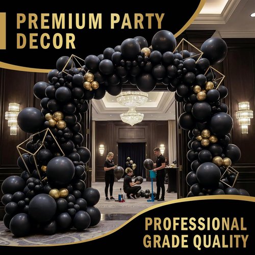 Bezente Pro Duralatex Black Balloons - 100 Pack of 12-Inch Extra-Thick Balloons for Lasting Party Decor