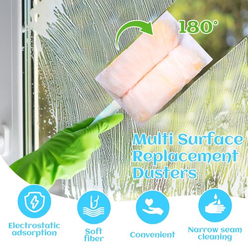 Mimorou 300 Pcs Disposable Dusters Refills Bulk Heavy Duty 180° Multi Surface Replacement Dusters for Cleaning Ceiling Fan with Microfibers Unscented (Light Colors)