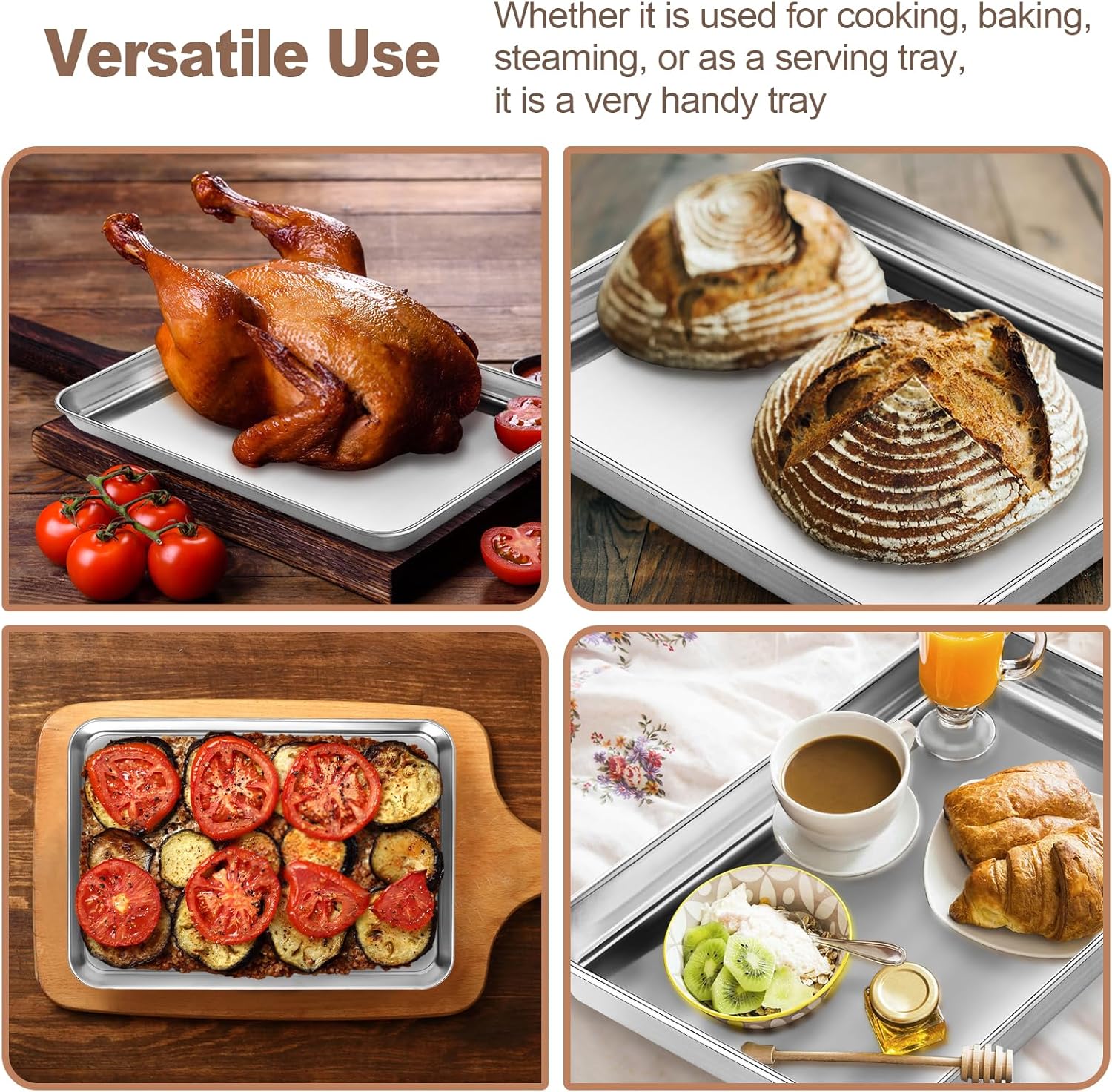 Skiennix Stainless Steel Cookie Sheets - Set of 2 Baking Pans | Dishwasher Safe, Rust Resistant, 10/12 Inch