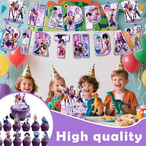 121Pcs Party decorations, with banner, paper balloons, cake toppers, decor balloons and backdrops, suitable for decorating birthday and party for boys and