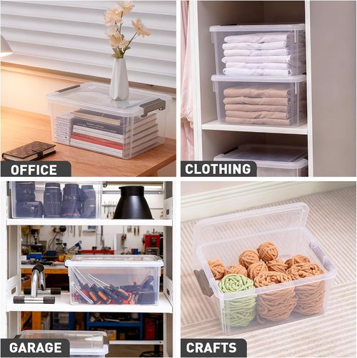 Citylife 17 QT Plastic Storage Bins - Stackable Latching Containers for Organizing Home & Garage