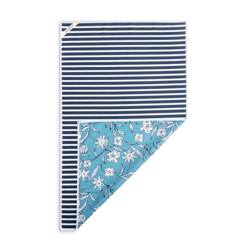 DEMDACO Absorbent Reversible Hand Dish Cloth, Decorative Tea Towel, 18 x 30 Inch Polyester, Floral and Stripes