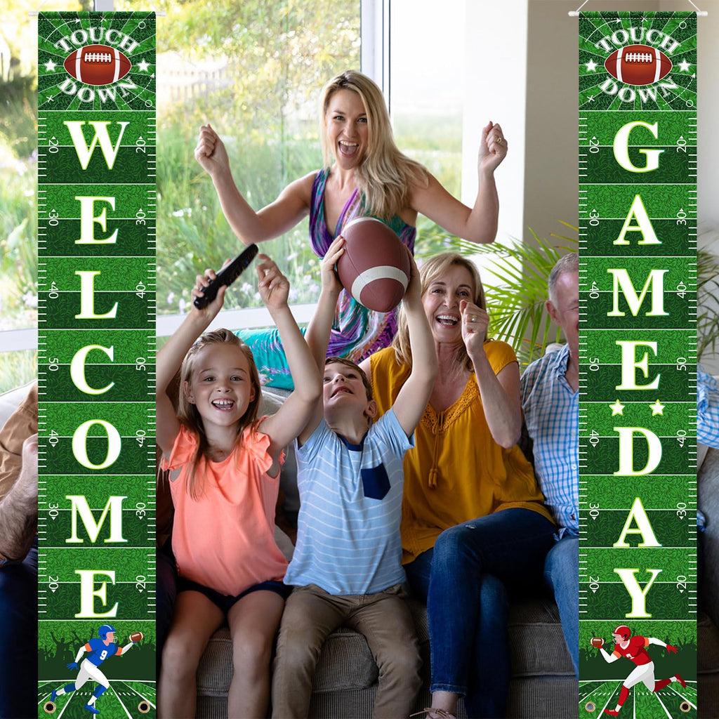 Football Porch Sign Banner Welcome Hanging Door Banner for Sport Theme Party Football Rugby Welcome Game Day Festival Party Decoration Supplies