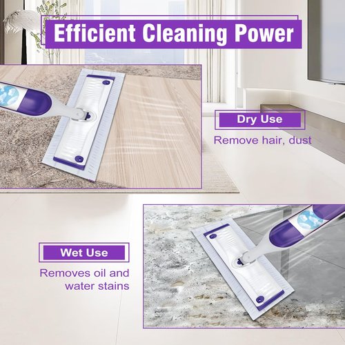 40 Pack Power Mop Refills for Swiffer Power Mop，Unscented&Thickened Multi-Surface and Wood Spray Mops for Floor Cleaning