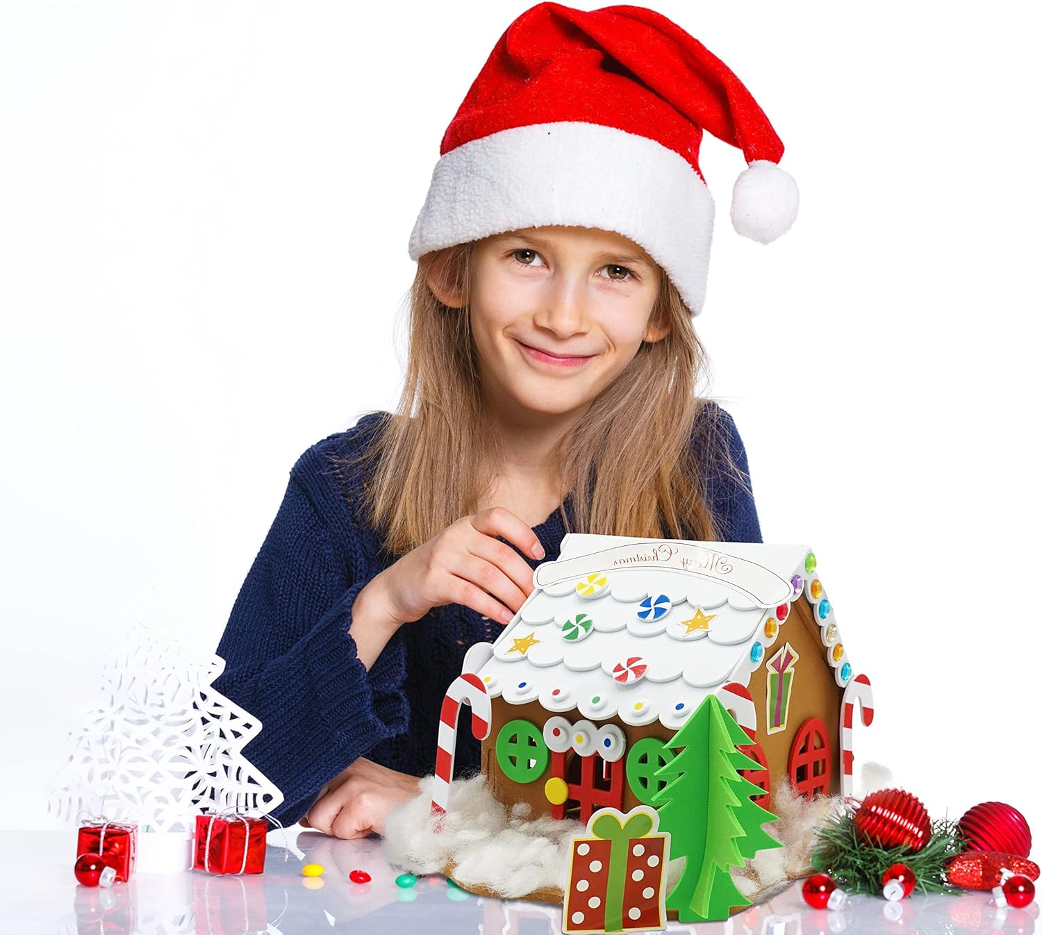 4E's Gingerbread House Craft Kit - DIY Christmas Fun for Kids | 2 Pack, Self-Adhesive Decorate & Build