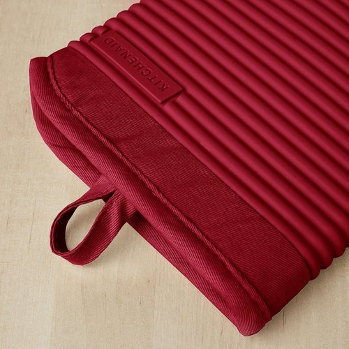 KitchenAid Ribbed Silicone Oven Mitts - 2-Pack Set, 7.5"x13", Stylish Smoked Paprika Color