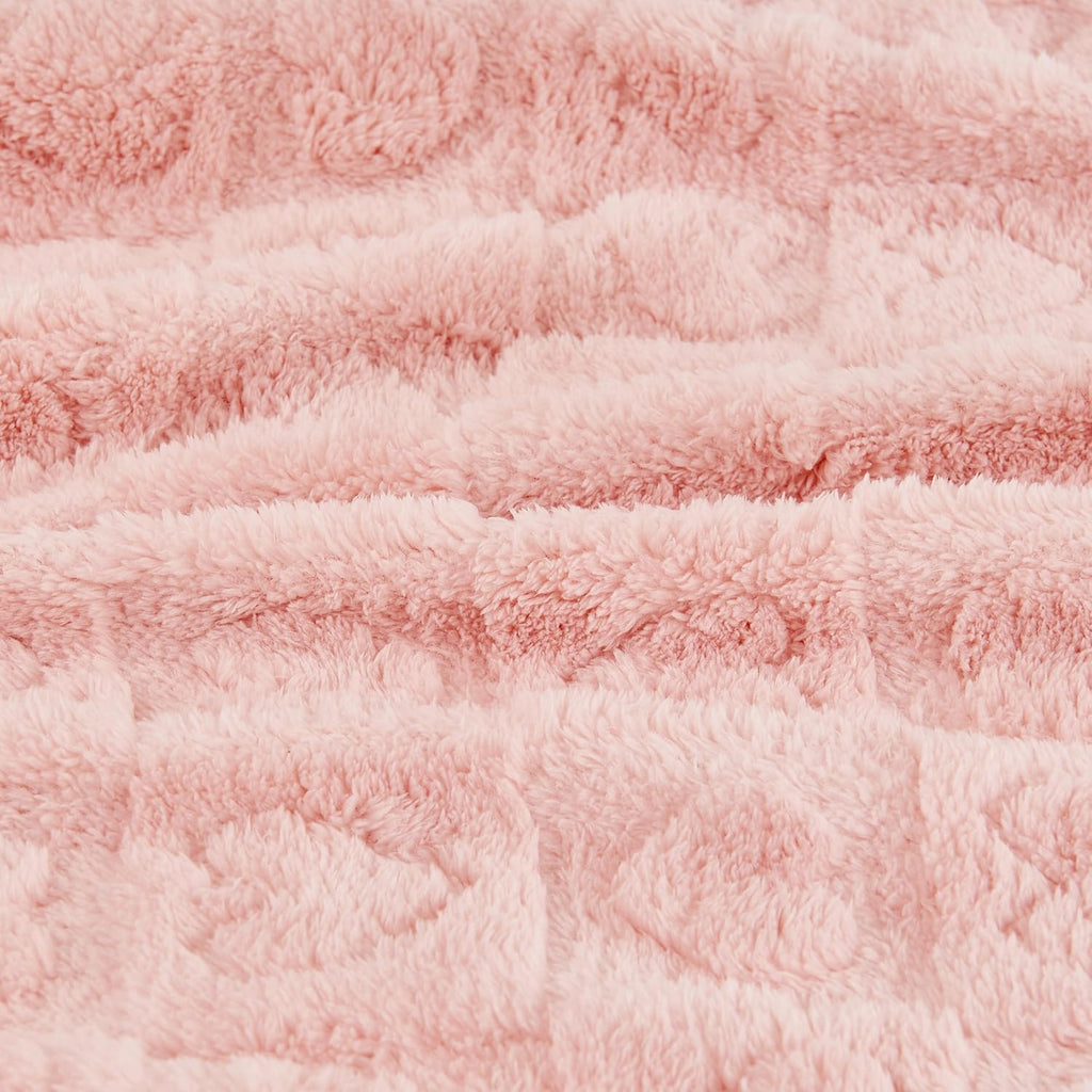 Yurhap Fleece Baby Blanket - Ultra Soft Heart Checkered Design for Girls & Boys | 30” x 40” Light Pink