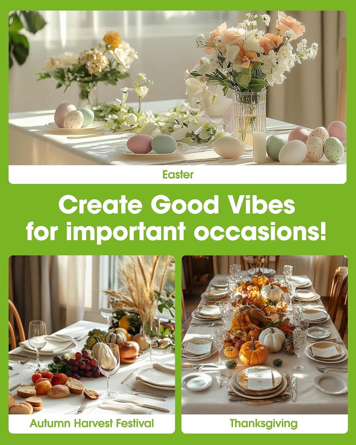 Pureegg Disposable Plastic Table Cloths - 10 Pack, 54 x 108 Inch, Leakproof & Sturdy for Parties, Weddings, Thanksgiving - Beige & Cream