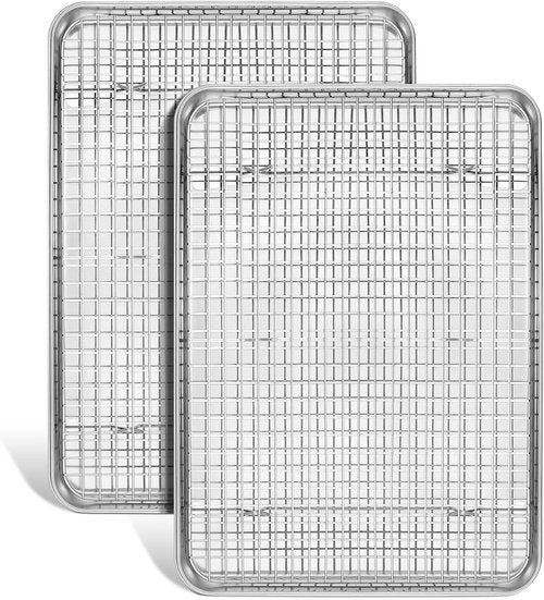 Leonyo Jelly Roll Pan Set - Nonstick Baking Sheet with Cooling Rack | 16 x 12 Inch, 2 Trays + 2 Racks