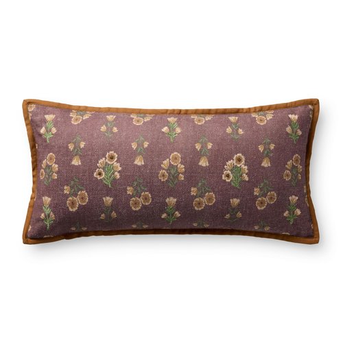 Loloi Chris Loves Julia Posie Collection PCJ0039 Wine/Multi 12'' x 27'' Cover w/Poly Pillow