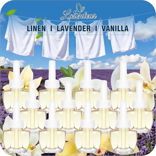 Air Wick Plug-In Air Freshener Refills - Lavender, Linen & Vanilla Scent | 12 Pack, 7.92 Fl Oz