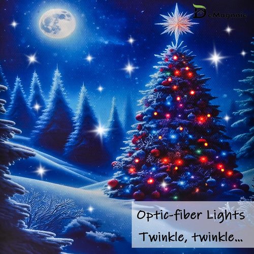 DEMAGNNIE Fiber Optic Christmas Tree Canvas Painting - LED Winter Scene Art for Tabletop or Wall Decor, 8"x6" Framed