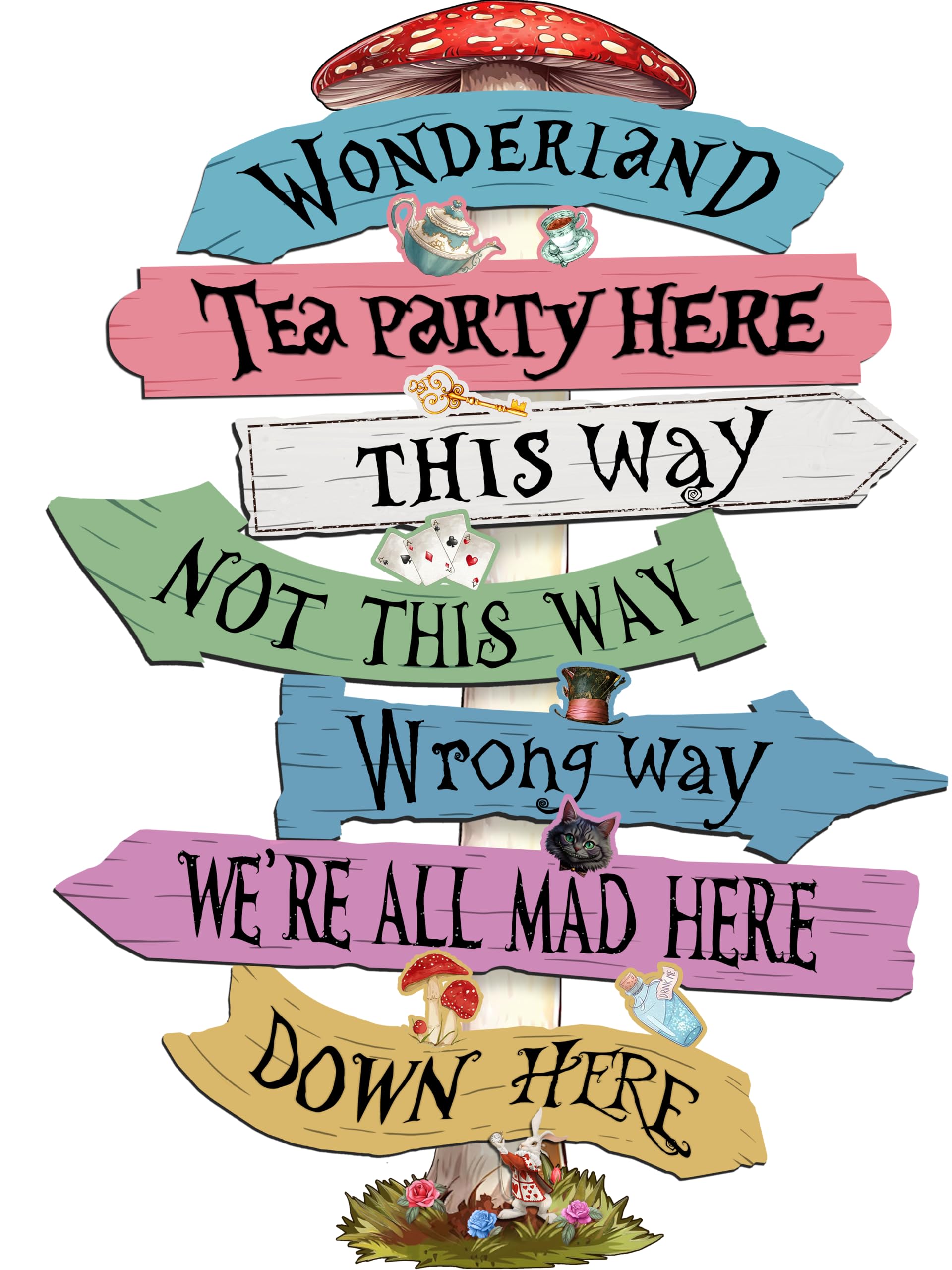 Welcome To Wonderland Directional Arrows Sign,16x12,Wonderland Party Decorations,Kids Room Decor For Girls