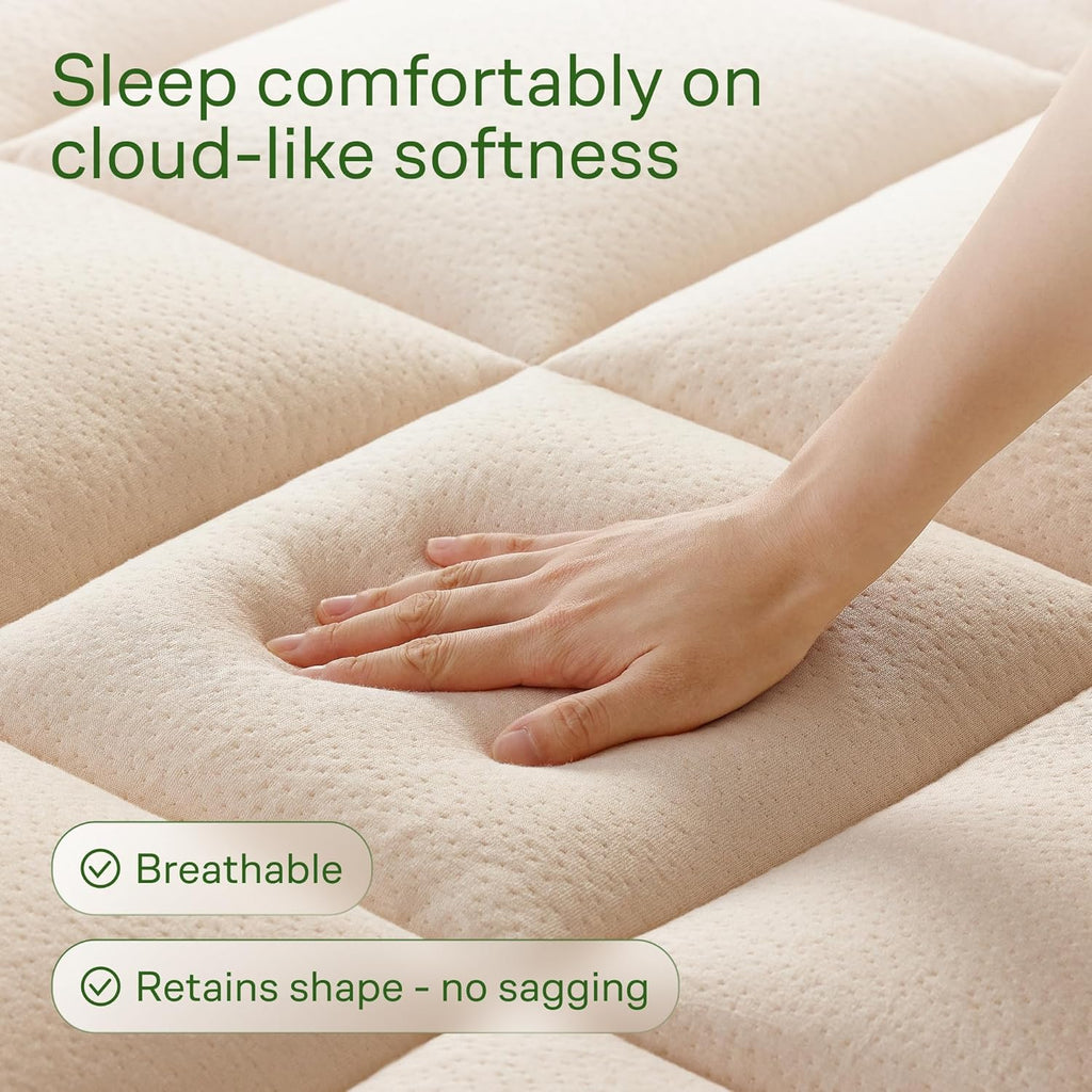Niagara Sleep Solution Ultra Soft Mattress Topper - Bamboo Viscose Pillow Top for Back Pain Relief | Full Size, Naturally Cooling, Beige