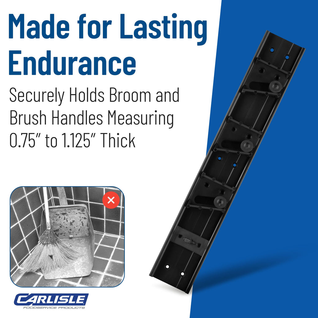 Carlisle FoodService Products 4073100 Roll 'N Grip Mop, Broom and Tool Holder / Storage System, 3 Positions + 1 Hook