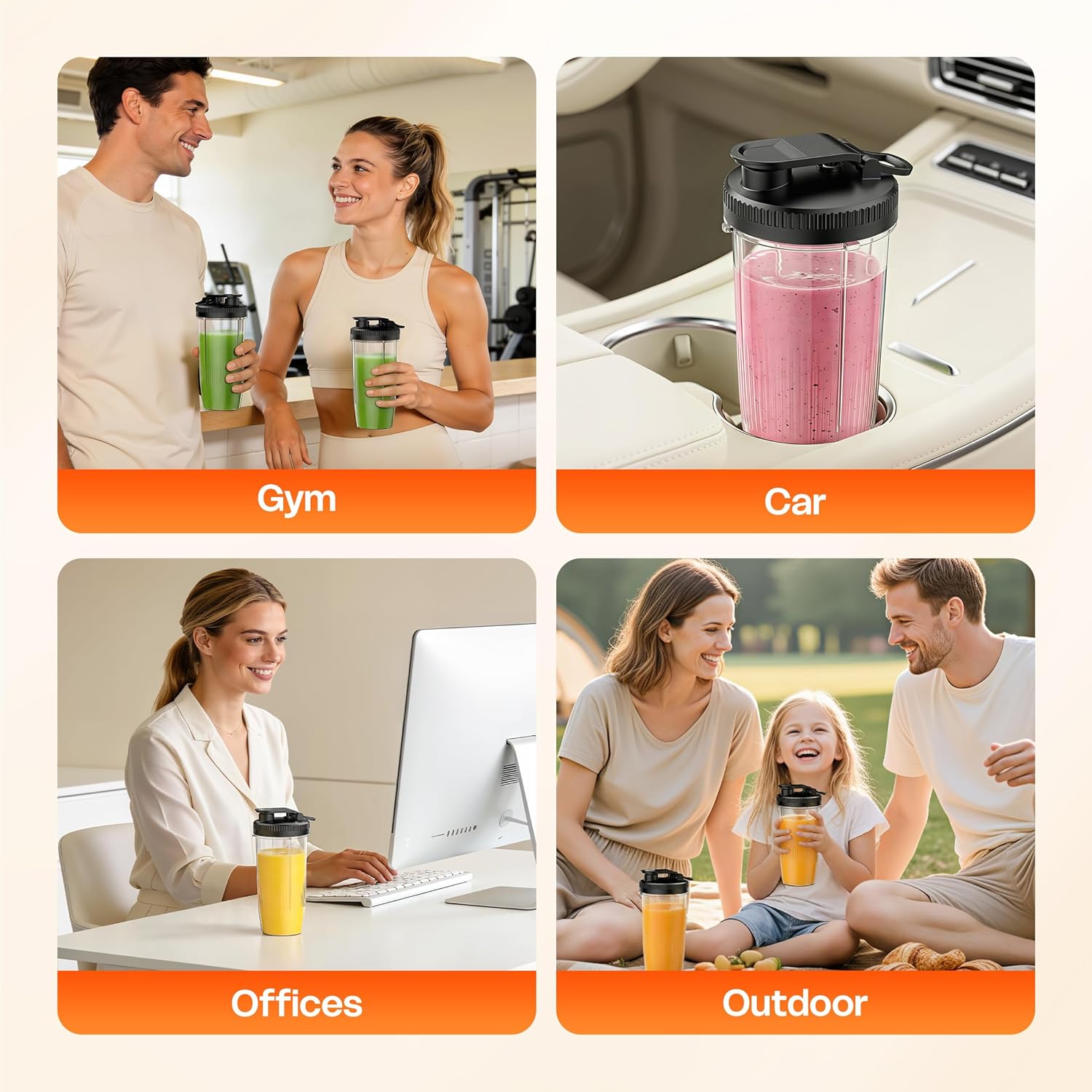 Turelar Portable Personal Blender - Smoothie Maker with 2 x 24oz Cups & Extra Lid | Ideal for Juices & Baby Food