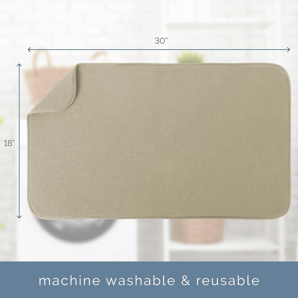 S&T INC. Jumbo Dish Drying Mat - Absorbent Microfiber Kitchen Counter Pad, 18” x 30”, Pure Cashmere