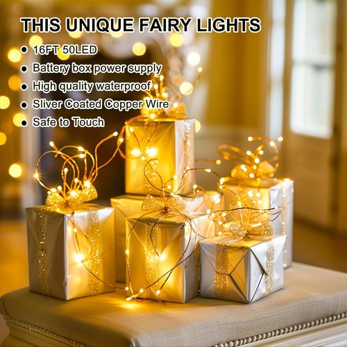 Fairy Lights | Battery Operated 16FT 50 LED Mini Twinkle Lights - Warm White, Waterproof, 8 Modes & Auto Timer