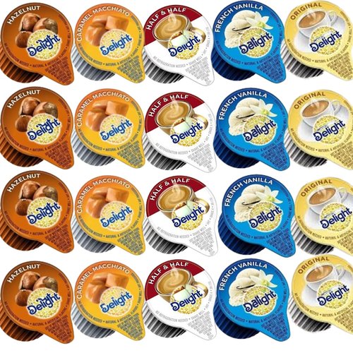 Coffee Creamer Singles Variety Pack | 150 Count - 5 Flavors: Hazelnut, French Vanilla, Caramel, Original - Non-Dairy Creamers for Home & Office