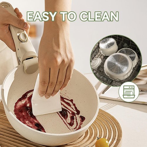 17Pcs Pots And Pans Set Nonstick with Detachable Handle, Non Stick Cookware,Granite Kitchen Pots And Pans Induction Rv Cookware Set, Oven And Dishwasher Safe