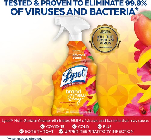 Lysol All-Purpose Cleaner Spray - Multi-Purpose Disinfectant for Kitchen & Bathroom | Mango & Hibiscus, 32 Fl Oz (Pack of 2)