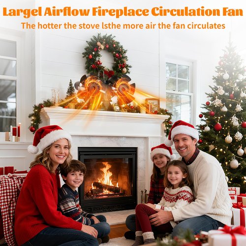 LuxDuo Wood Stove Fan,Dual Motors Heat Powered Fireplace Fan Non-Electric for Efficient Warm Air Circulation,12 Blades Silent Operation Stove Accessories for Log/Wood Stove/Fireplaces