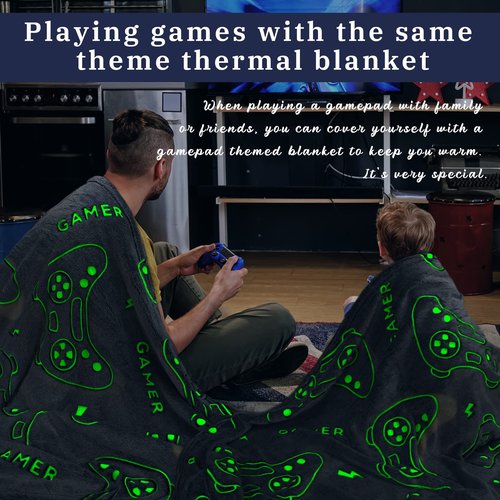 Glow in The Dark Blanket Game Controller Throw Blanket, Gamer Gifts Toys for Kids Boyfriend, Boys Teen Soft Cozy Gaming Blanket Gamer Gifts Game Decor Blankets for Home Bedroom 50"x60"