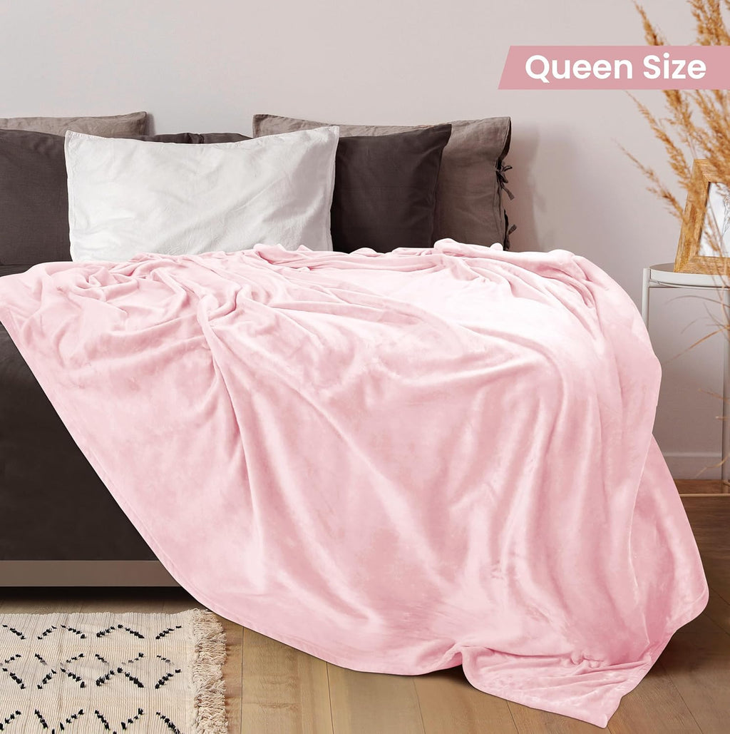 Utopia Bedding Fleece Blanket - Luxury Soft Anti-Static Microfiber | Queen Size Pink (90x90 Inch)