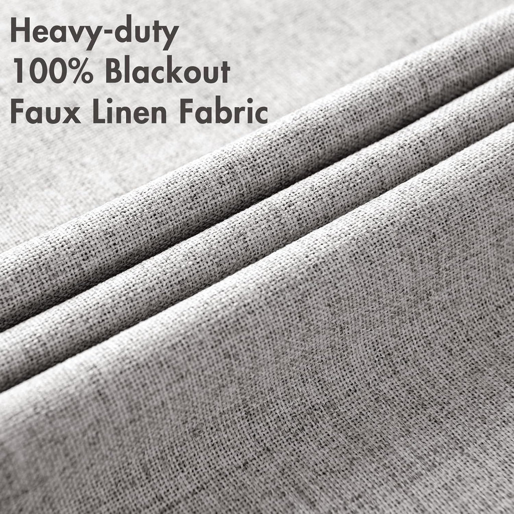 MIULEE Blackout Curtains - 100% Thermal Insulated Linen Texture | Light Gray, 52x72 Inch (2 Panels)