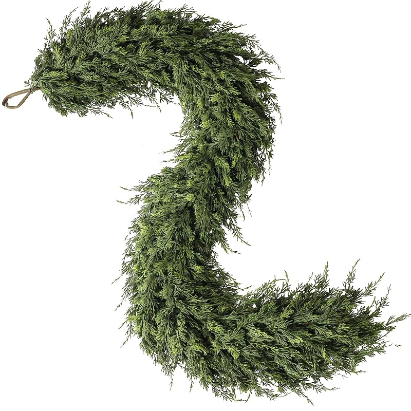 1Pcs 9FT Artificial Cedar Garland for Mantle Decor - Lifelike Touch, Christmas
