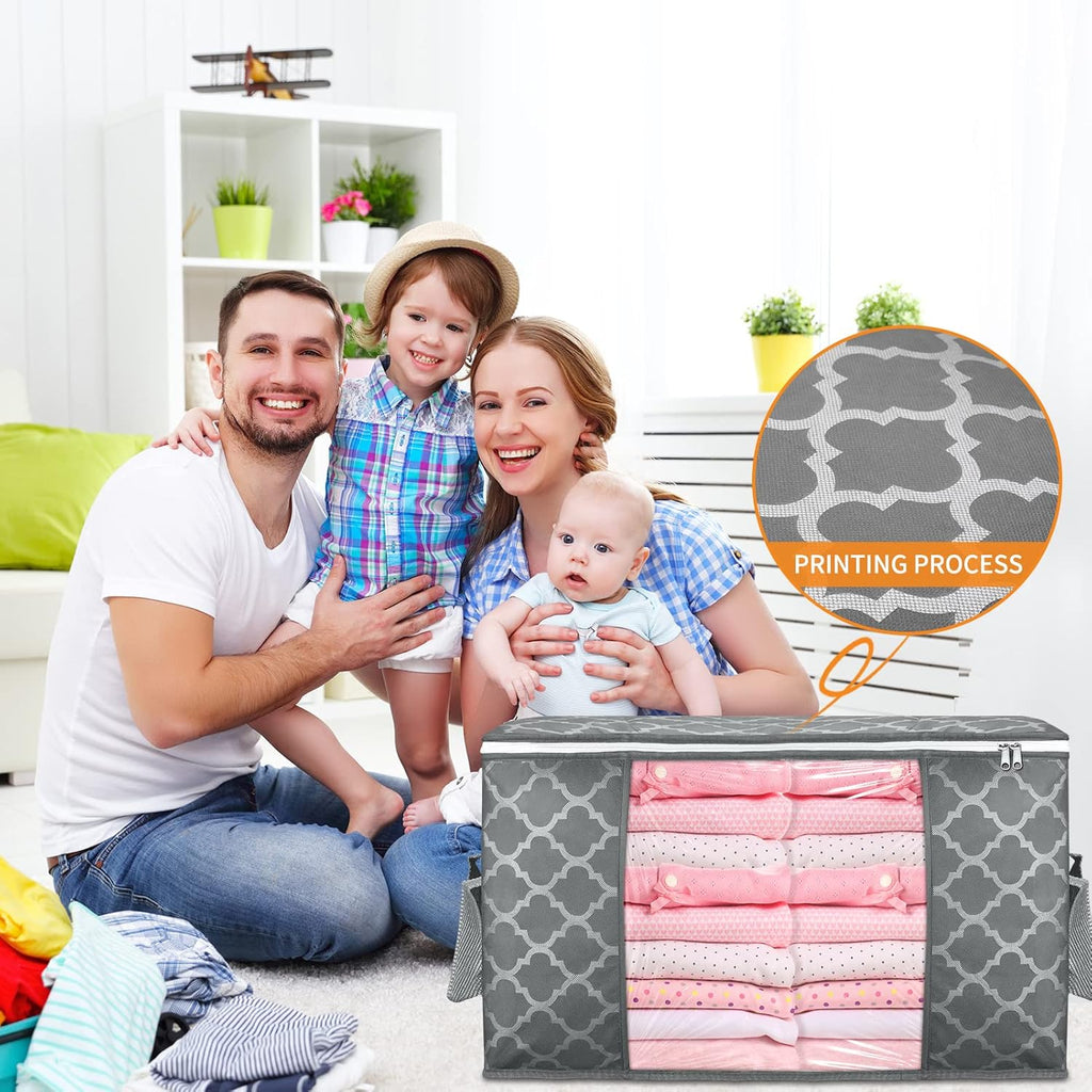 Skiennix 90L Large Storage Bag - Durable Closet Organizer for Clothes, Comforters & Toys | 6 Pack