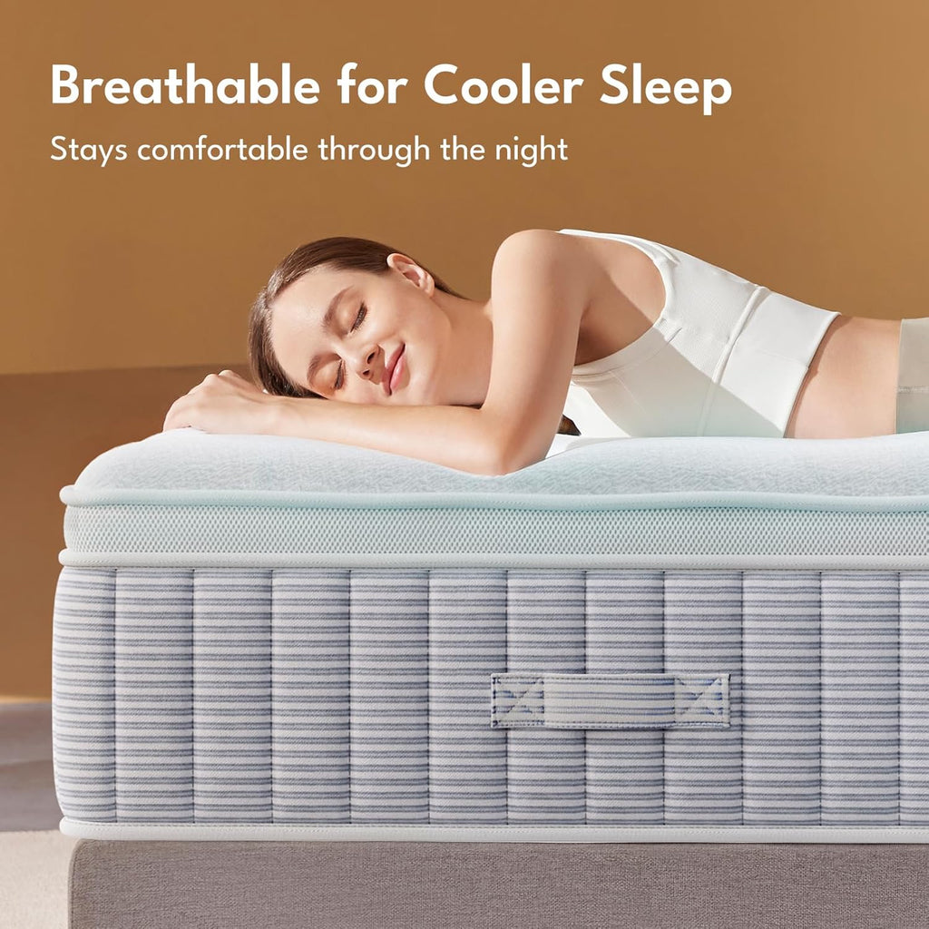 Queen Mattress - 14 Inch Hybrid Memory Foam with Reinforced Edge Support & Zoned Coils