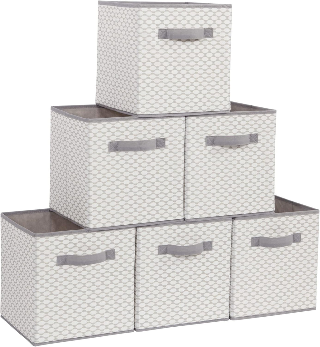 Storage Maniac Storage Cubes - Collapsible Fabric Bins with Handles | 6 Pack, 11 Inch Lattice for Organization