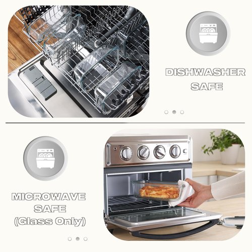 Cuiselect 5 Pack 36 Oz Glass Meal Prep Containers with Lids, Reusable Glass Food Storage Containers with Lids, Leak Proof, Microwave, Oven, Freezer and Dishwasher Safe (White)