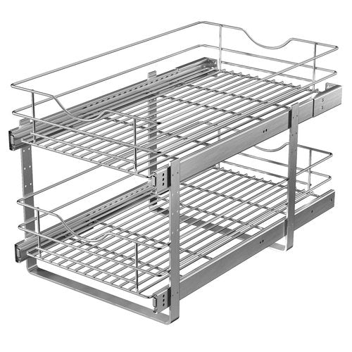LOVKIT 2 Tier Pull Out Cabinet Organizer,(11½"W x 22" D) Soft Close Slide Out Drawer For Kitchen Base Cabinet, Individual Pull Out Shelf, Roll Out Pantry Organization, 22 Inch Deep
