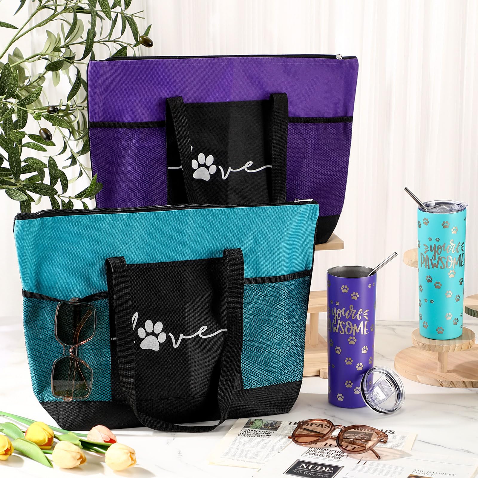 Buryeah 8 Pcs Veterinary Receptionist Week Gifts 20oz Tumbler Large Tote Bag Thank You Gift for Vet Tech Dog Cat Groomer Vet Assistant (Multicolor)