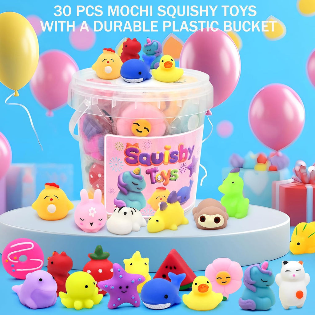 Mochi Squishy Toys 30-Pack | Fun Party Favors for Kids | Ideal Birthday Gifts & Classroom Prizes